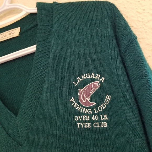Vintage "Langara Fishing Lodge" V-Neck Sweater - Picture 3 of 5